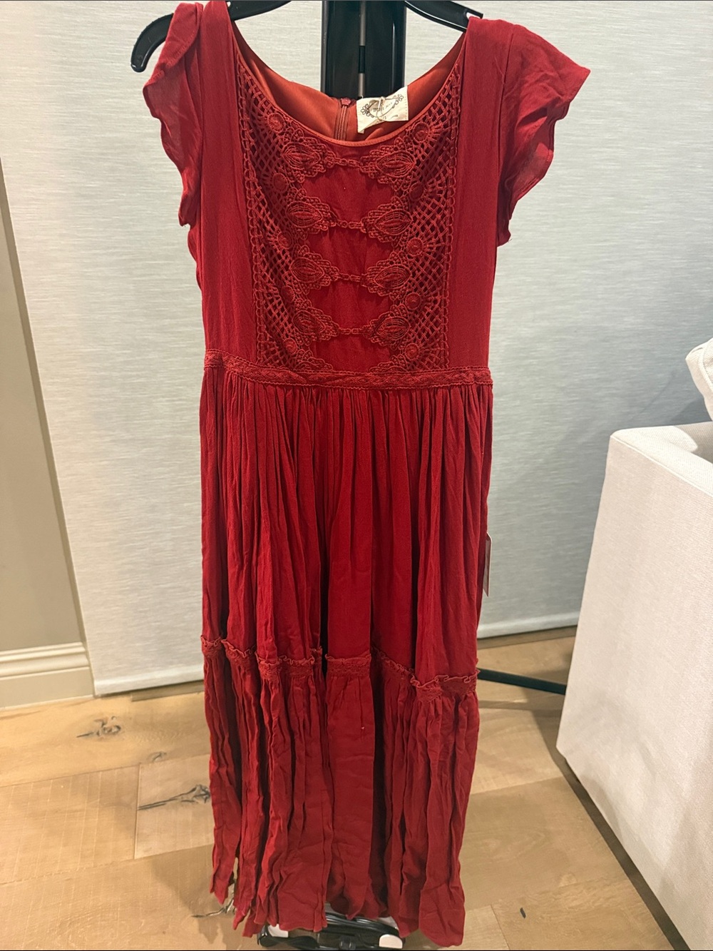 Joyfolie Red Lace-Detail Maxi Dress for Girls